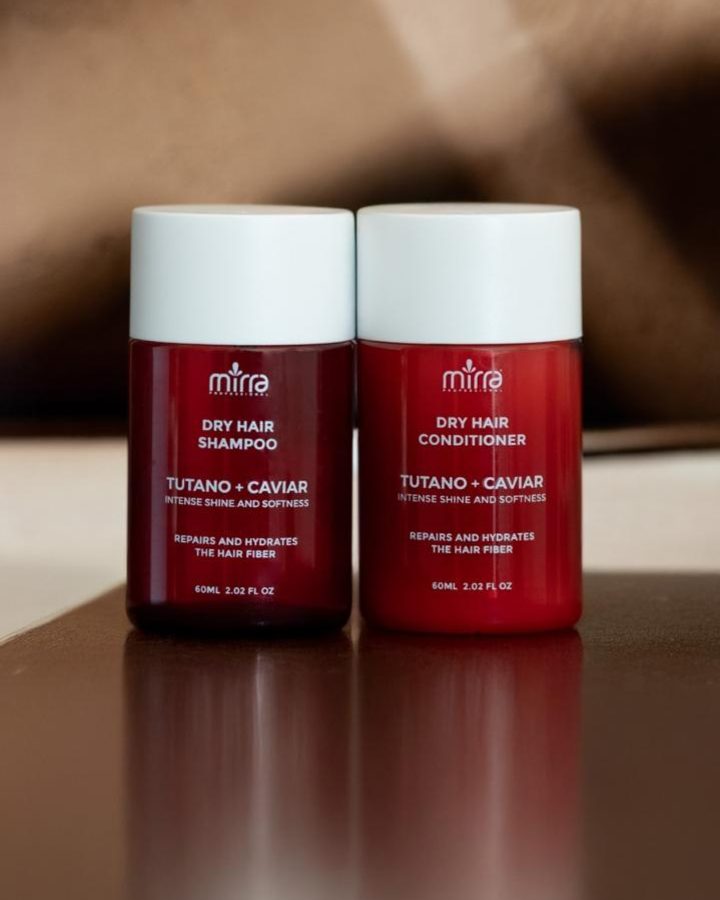 Shampoo e condicionador Mirra Tutano + Caviar para cabelos secos